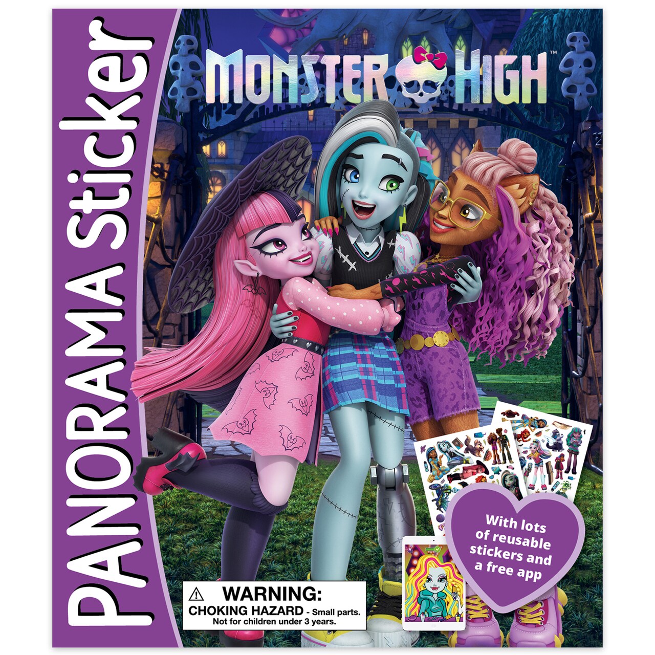 book 'n' app: Panorama Sticker Book - Monster High - Mix & Match Stickers On Double-Page Spreads, Characters & Fashion, Spooky School Scenes, Kids 4+